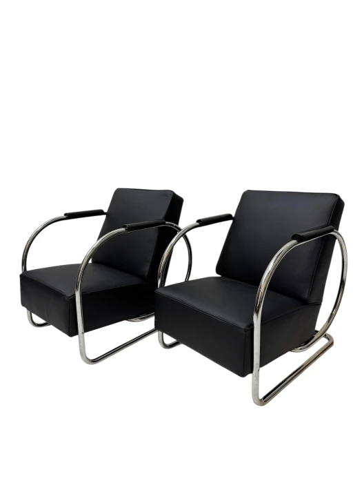 Art Deco Modernist Bauhaus Tubular Steel Lounge Chairs by Frits Kuyken, 1936